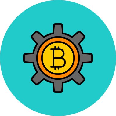 Bitcoin dişli simgesi, vektör illüstrasyon tasarımı