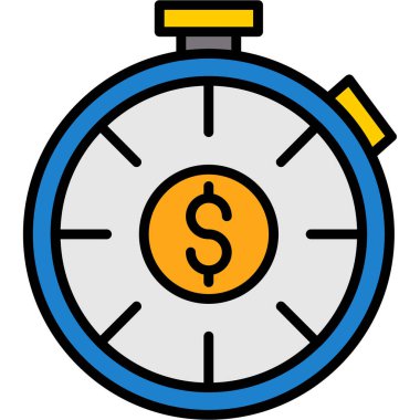 Zaman yönetimi simgesi renk ana hatları vektörü