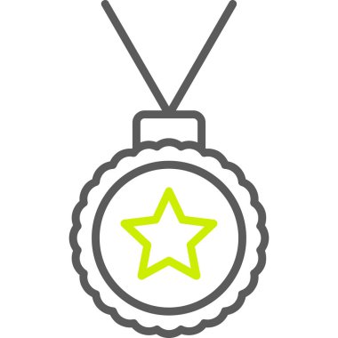 Madalya vektör ikonu. biçim düz bicolor ve gri renktir, yuvarlak açılar, beyaz arkaplanda izole edilmiş