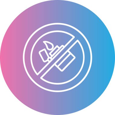 Sigara içme işareti simgesi yok. İnce çizgi çizimi. Çember konsepti vektör izole çizimi