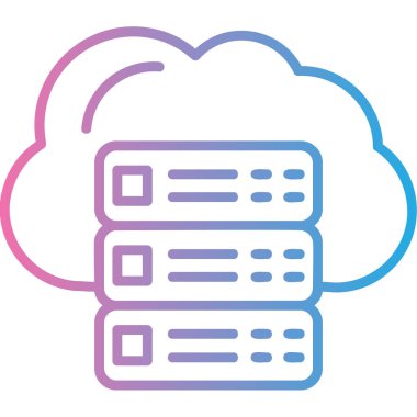 veri depolama renk çizgisi simgesi beyaz vektör illüstrasyonunda izole edildi