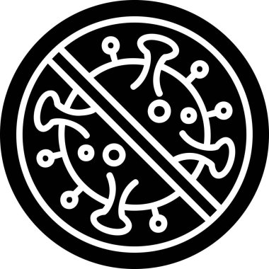 Virüs simgesi yok. Beyaz arkaplanda izole edilmiş web tasarımı için herhangi bir virüs vektör simgesi yok