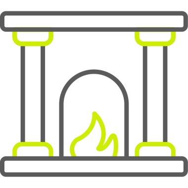 Şömine Simgesi, vektör illüstrasyonu