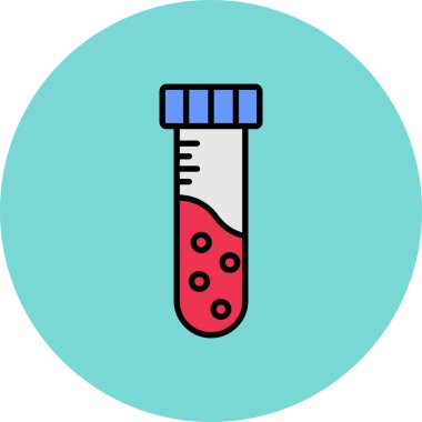 Kan testi tüpü ikonu. Bir tüp ile kan testi tüpünün vektör çizimi.