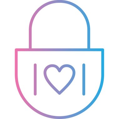 Kalp kilidi vektör simgesi. Taslak stil işareti. Web ve mobil uygulamalar için düz simge.