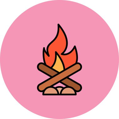 Kamp ateşi. Web simgesi basit illüstrasyon