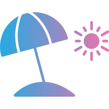 Beyaz arka planda izole edilmiş güneş koruma ikonu olan mavi şemsiye. Sigorta tabelası. Koruma, güvenlik, güvenlik kavramı. Konsepti koru. soyut çember rastgele noktalar