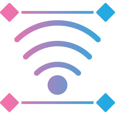 Wi-Fi vektör simgesi. biçim düz sembol, mor ve pembe yuvarlak açılar, beyaz arkaplan