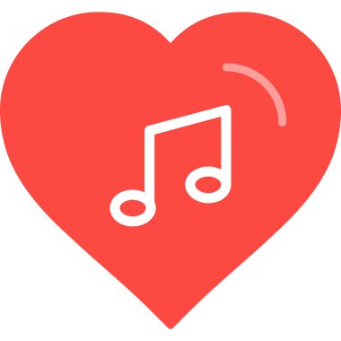 kalp müzik ikonu vektör illüstrasyonu