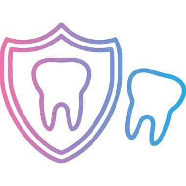 Beyaz arka planda mavi diş koruma ikonu izole edildi. Diş kalkanı işareti. Logo tasarım şablonu tasarımı. vektör illüstrasyonu