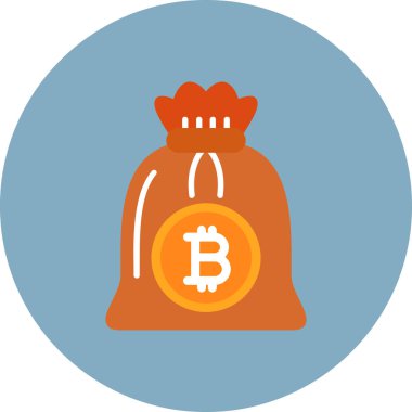 Bitcoin çanta düz simge, vektör illüstrasyon.