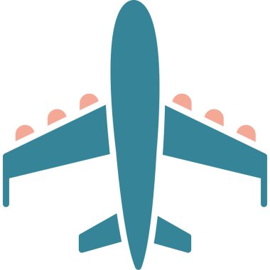 Uçak vektör simgesi. biçim düz bicolor ve cyan renkleri, cyan renkleri, yuvarlak açılar, beyaz arkaplan