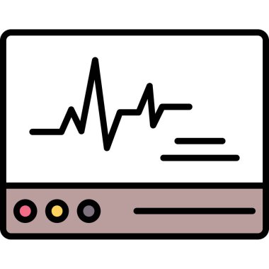 Kardiyogram ikonu. ana hatlı kalp vektörü çizimi