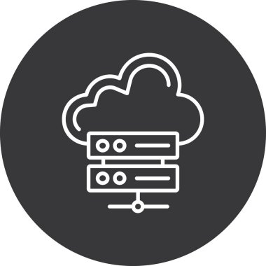 Bulut konaklama vektör çizgisi simgesi, bulut hesaplama ve bulut simgesi, bulut simgesi, işaret, logo simgesi, katı arkaplan, renkli biçim