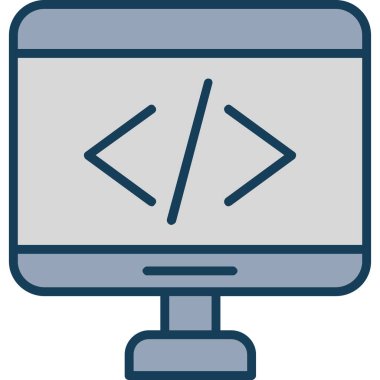 bilgisayar kodlama simgesi, vektör illüstrasyonu