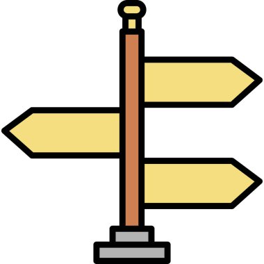 Yol işareti simgesi. Yol vektör simgelerinin özet çizimi