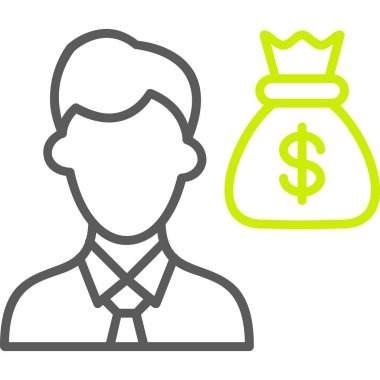 İş adamı ikonu. Vektör illüstrasyon biçimi düz ikonik semboldür, yuvarlak açılı, beyaz arkaplan