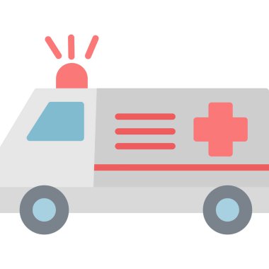 cankurtaran arabası ambulans simgesi düz stil