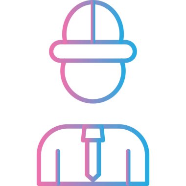 Şapka ikonlu adam. Çizgi vektör simgelerinde ana hatlı adam.