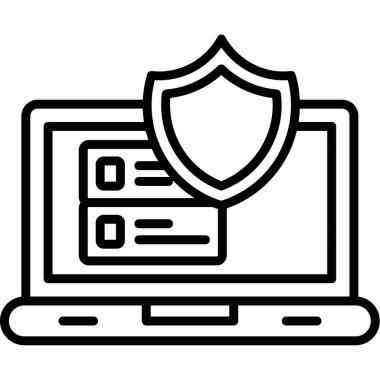 Kalkan simgesi ana hatlı dizüstü bilgisayar. Bilgisayar. siber güvenlik kalkanı