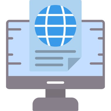 düz biçimli küresel iletişim ağı simgesi