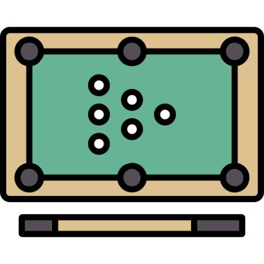 Bilardo masası simgesi, vektör illüstrasyonu