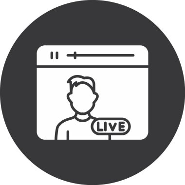 canlı yayın vektör çizgisi simgesi, taslak illüstrasyon