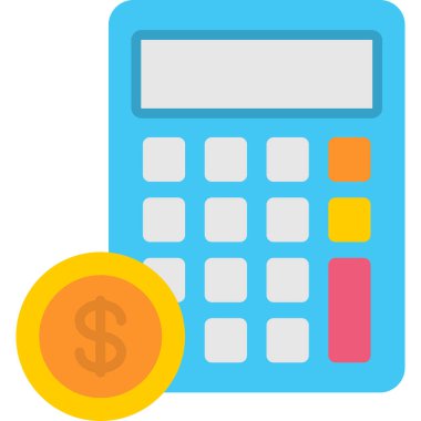 Bozuk paralarla hesap makinesi ve hesap makinesi vektör illüstrasyon tasarımı