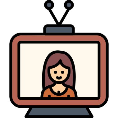 Kadın ikonlu televizyon. vektör tasarımı