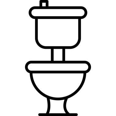 Klozet ikonu. Taslak biçim vektör illüstrasyonu. 6 b 60. Tarz. Beyaz arkaplanda ince çizgi sembolü