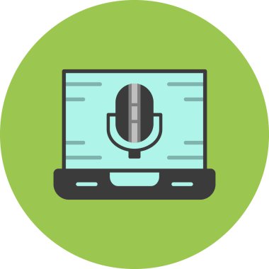 Mikrofonlu bilgisayar, vektör illüstrasyonu