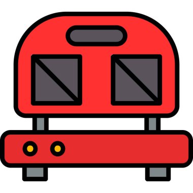 Çizgi film kırmızı ve mavi trenin vektör çizimi