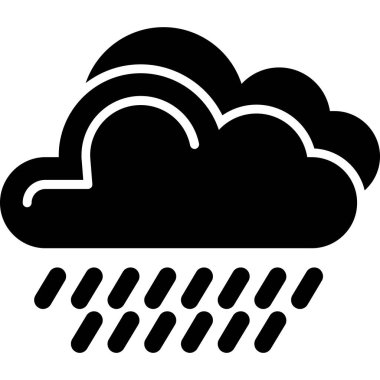 Bulut yağmur simgesi, basit siyah stil