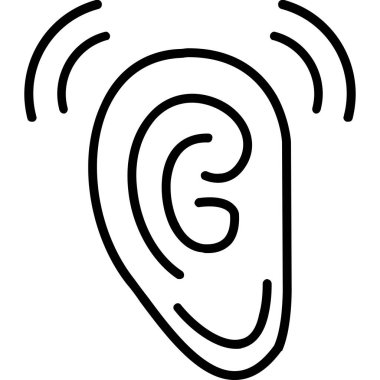 Kulak ikonu. Beyaz arkaplanda izole edilmiş web tasarımı için kulak gürültüsü kulak vektörü simgesi