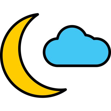 Ay gecesi simgesi renk ana hatları vektörü