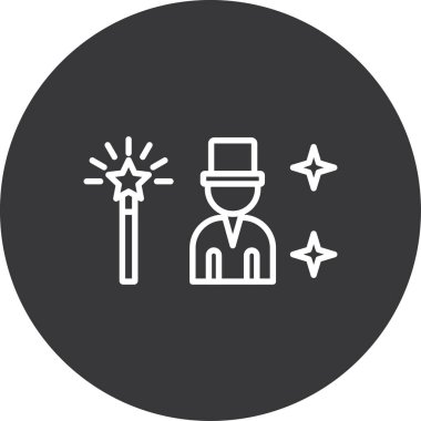 Sihirbaz şapkası ve sihirli ikon. vektör illüstrasyonu