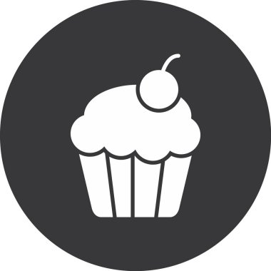 cupcake vektör simgesi. biçim çift renkli düz yuvarlak sembol, koyu gri ve gri renkler, yuvarlak açılar, gri arkaplan.
