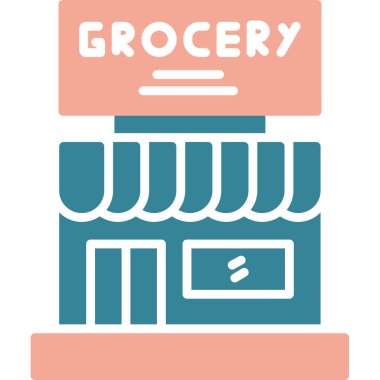 Çizgi tasarım vektöründe market simgesi