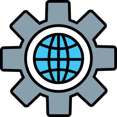 küresel ağ simgesi vektörü. İnce çizgi işareti. izole edilmiş sınır sembolü çizimi