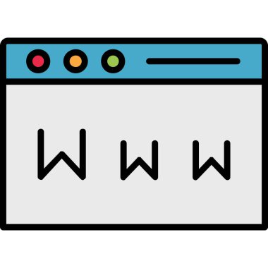 İnternet web simgesi renk ana hatları vektörü