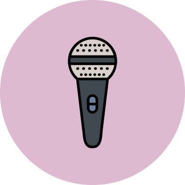 mikrofon simgesi vektörü arkaplanda izole edildi, çember logosu ve mobil uygulama tasarımı, dış hat biçiminde mikrofon işareti