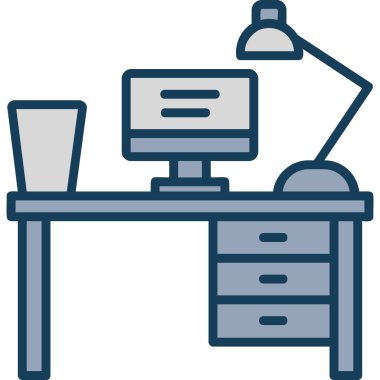 Ofis masası. vektör illüstrasyonu basit simgesi