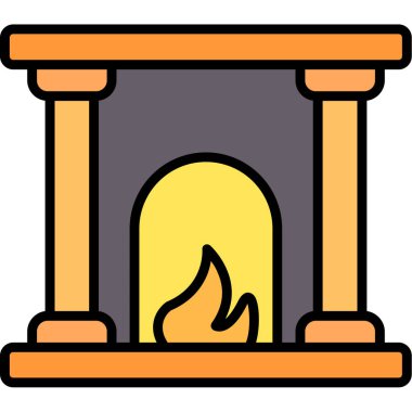 ateş şöminesi simgesi doldurulmuş dış hat biçiminde