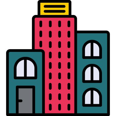 Bina. Web simgesi basit illüstrasyon