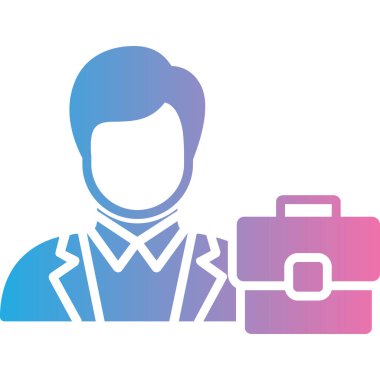 Evrak çantası simgesi, vektör illüstrasyonlu iş adamı