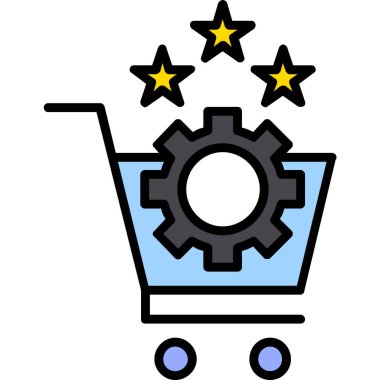 Vites simgesi olan alışveriş arabası, basit vektör illüstrasyonu