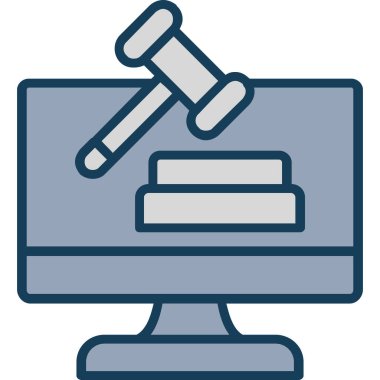 Kanun simgesi ile bilgisayar monitörü