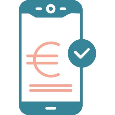 Euro Ödeme vektör simgesi. Stil iki renkli düz sembol, gri ve siyan renkleri, yuvarlak açılar, beyaz arka plan