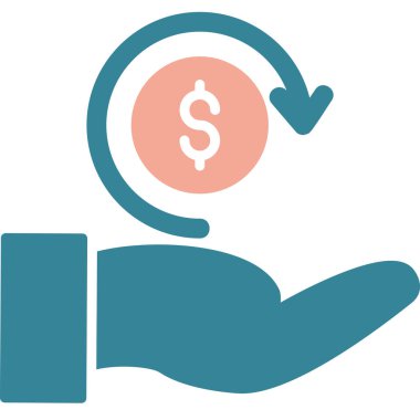 Dolar madeni para vektör simgesi. biçim iki renkli düz sembol, gri ve cyan renkler, yuvarlak açılar, beyaz arkaplan