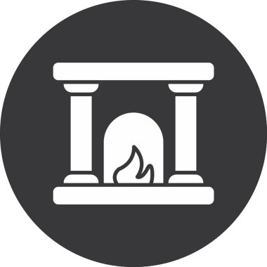 Şömine Vektörü Şekil Simgesi Tasarımı